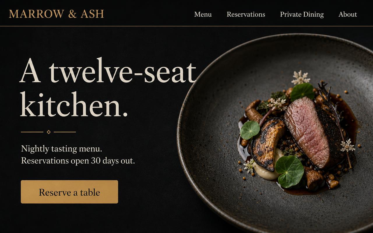 Marrow & Ash — Fine dining